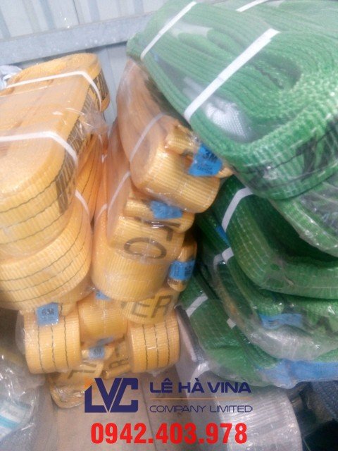 dây cáp vải cẩu hàng, cáp vải 2 tấn bản dẹt, cáp vải 2 tấn, cáp vải