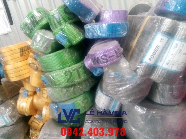 dây cáp vải cẩu hàng, cáp vải 2 tấn bản dẹt, cáp vải 2 tấn, cáp vải